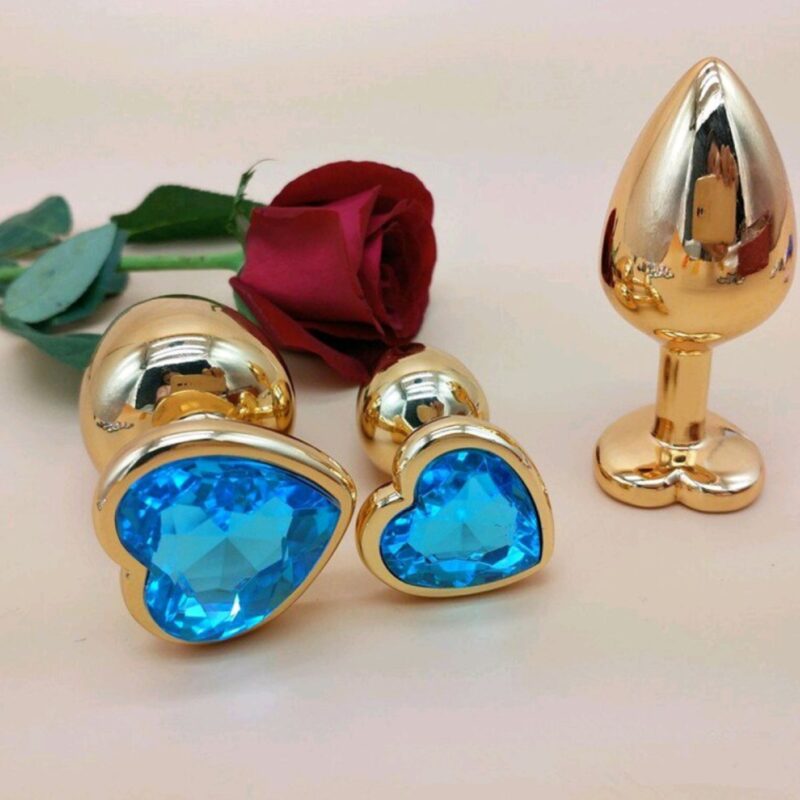 Fém,gold anál plug csillogó szívvel -kicsi.