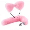 Pink cicafülek és anal plug rókafarok