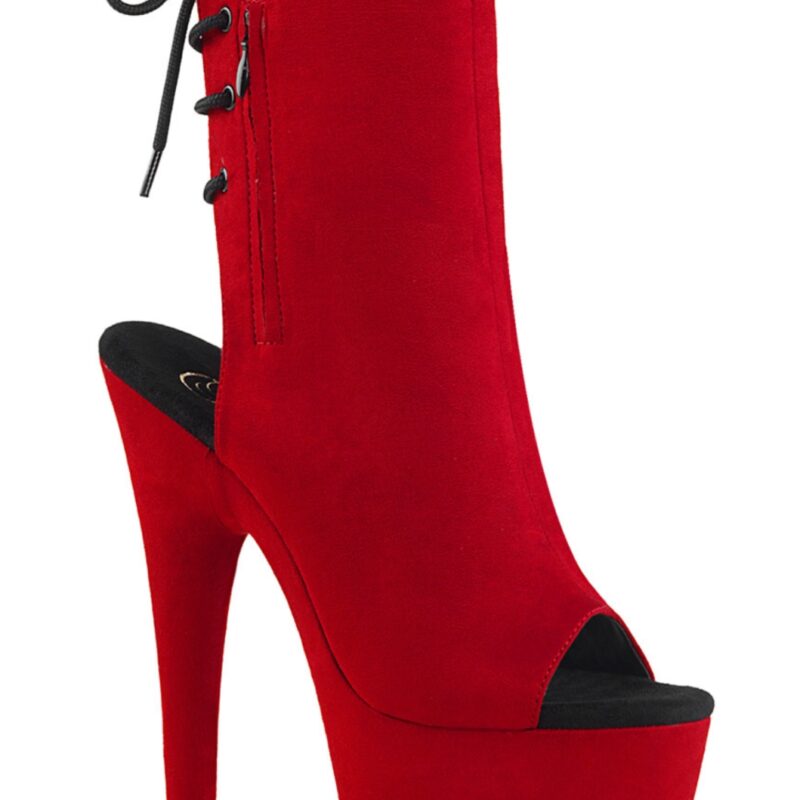 Pleaser piros fűzős csizma zippzáras zsebbel 37-es