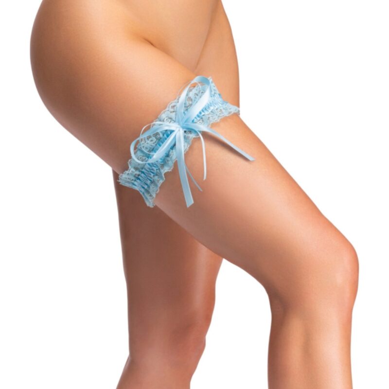 Kék masnis csipke harisnyakötő