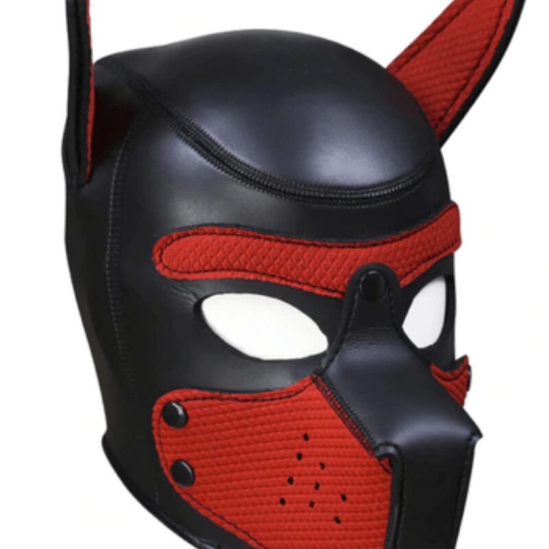 Neoprén kutya maszk,fekete/piros