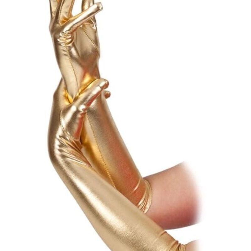 Raven hosszú arany wetlook kesztyű Méret:S/M