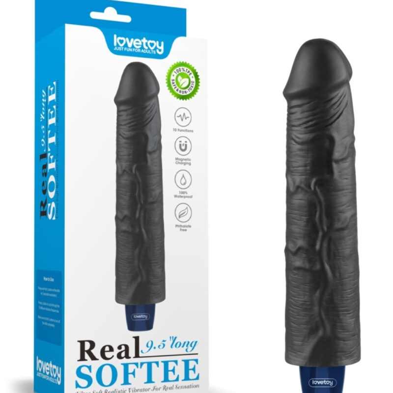 REAL SOFTEE fekete vibrator,akkus -21cm