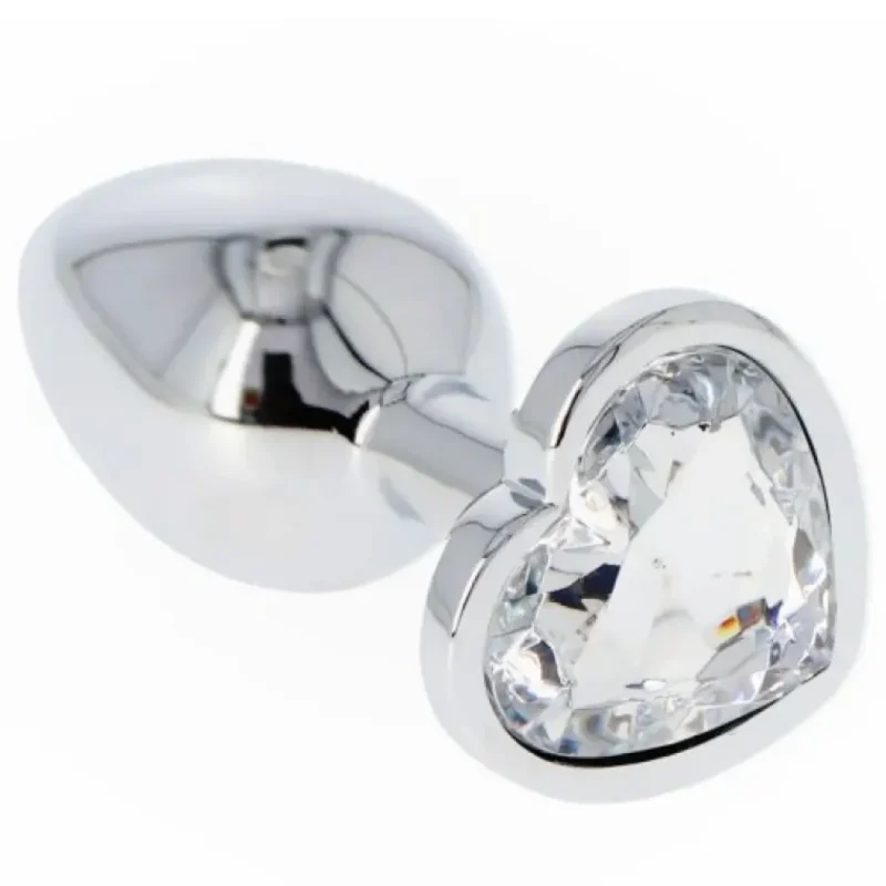 Fém anál plug csillogó Diamond szívvel-kicsi. Pink kővel