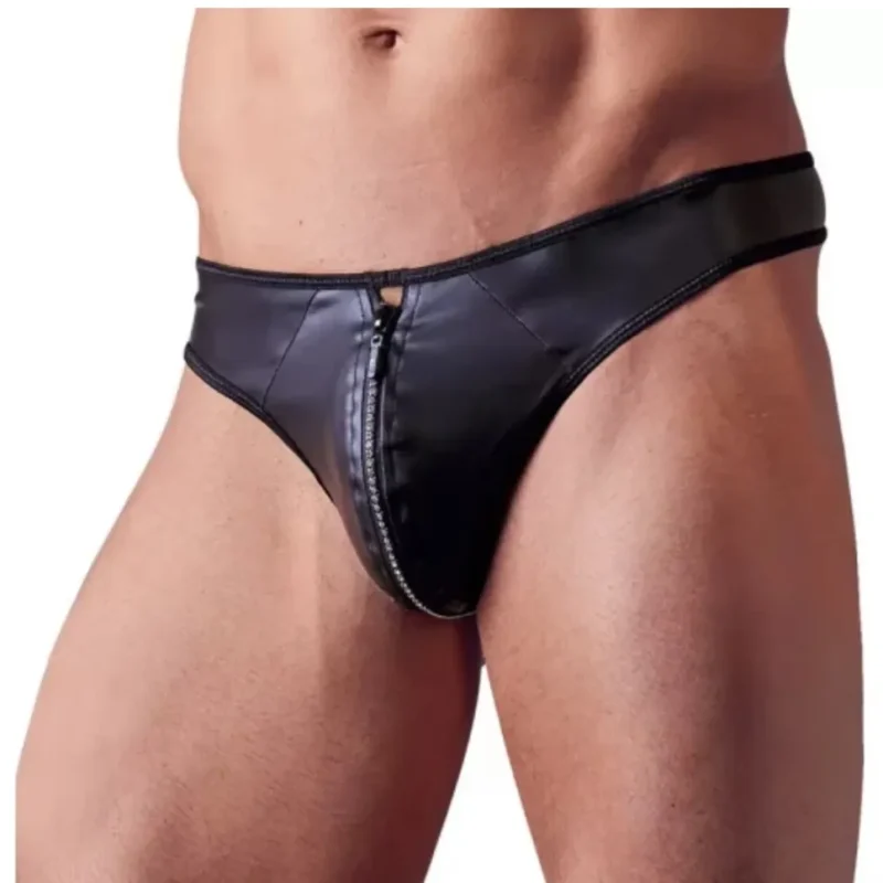 Fényes férfi tanga strasszos cipzárral. Méret:XL