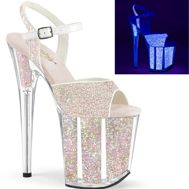 Pleaser neon opál csillámos platform szandál 38-as