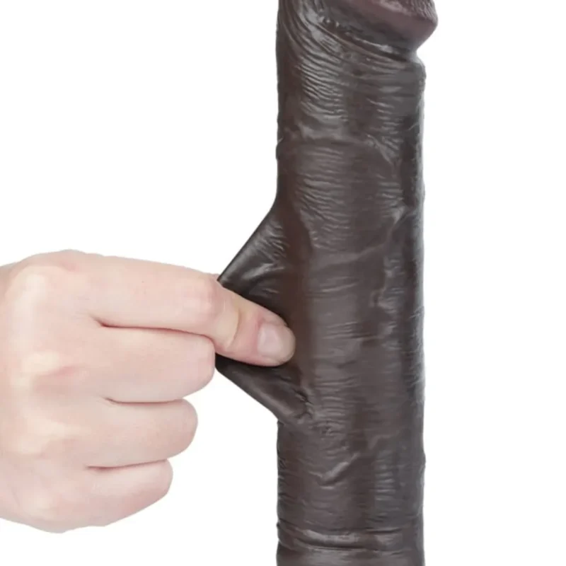 Sliding Skin dupla rétegű dong egyenes,barna-20cm