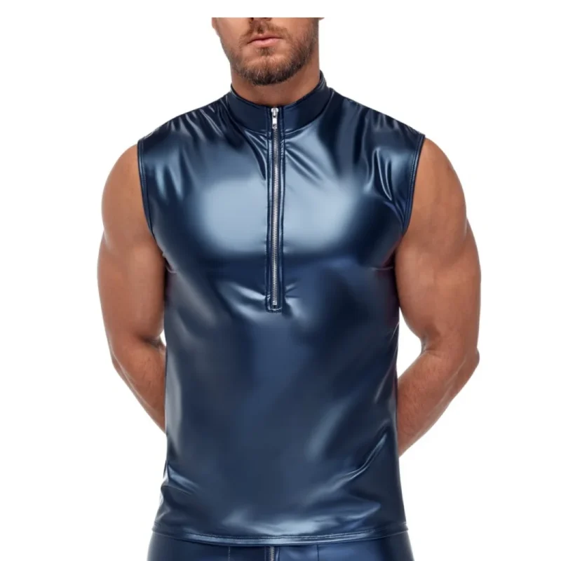 Tank top with zip Top Andio Metallic blue Méret:XL