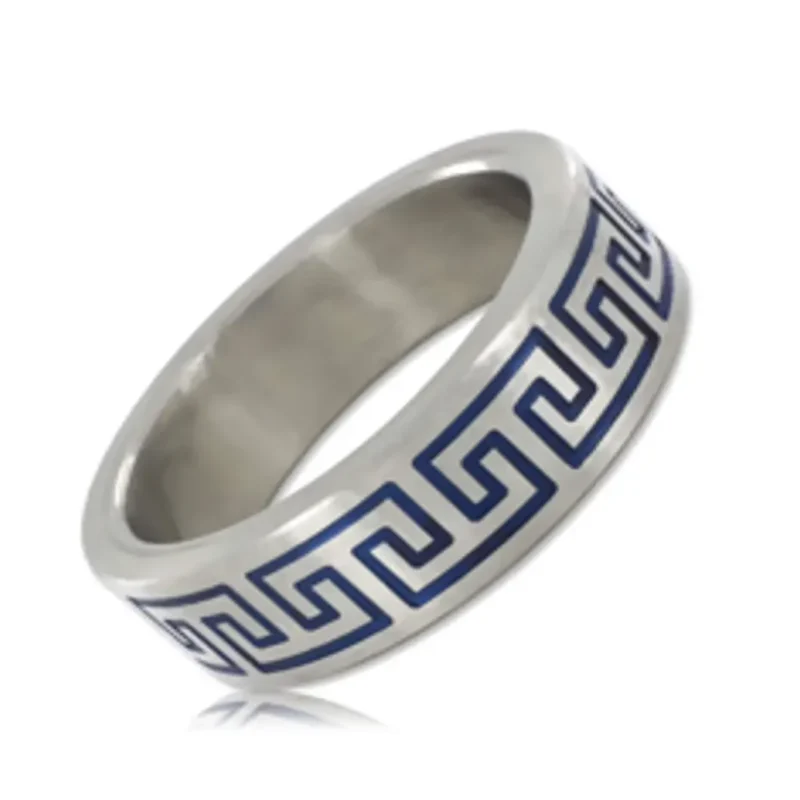 Blue Greek Key Design Cockring. Ármérő:50mm