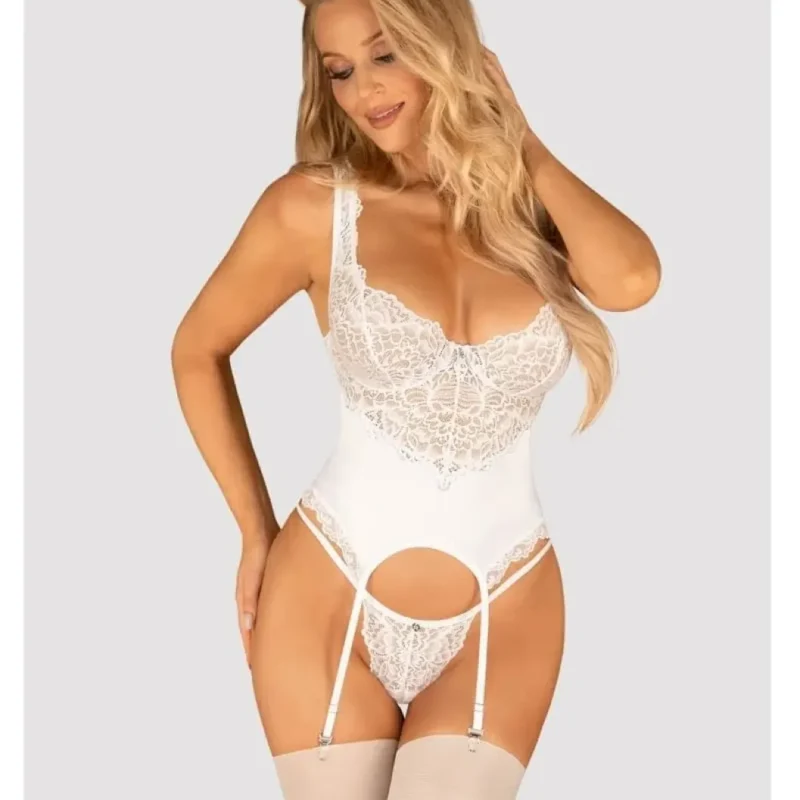 OBSESSIVE Amor Blanco underwire corset & thong. Méret:L/XL