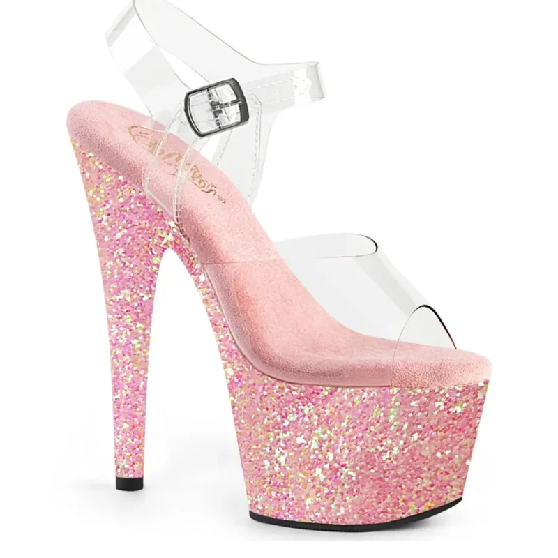 Pleaser Adore glitteres pink platform szandál. 38-as