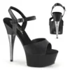 Pleaser CAPTIVA fekete/króm platform szandál. 41-es