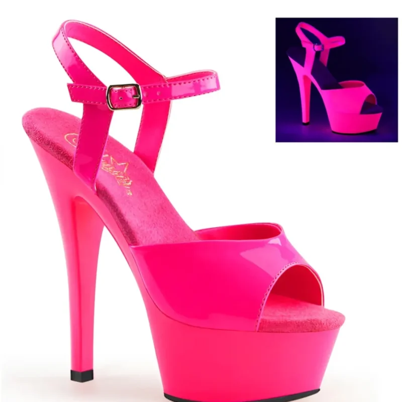 Pleaser KISS Neon Pink szandál. 40-es